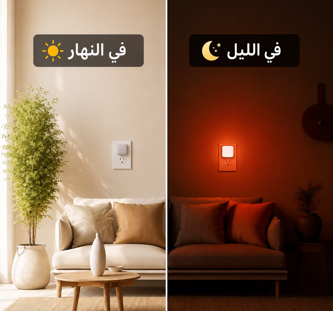 إنارة سُكُون في النهار وإضاءتها الحمراء في الليل