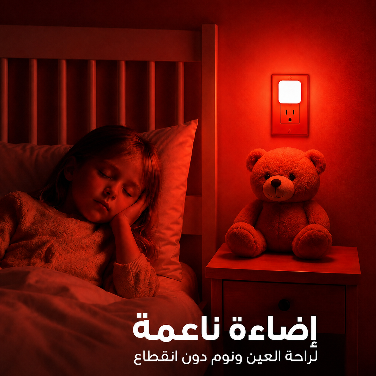 إضاءة سُكُون الحمراء الهادئة في غرفة الطفل